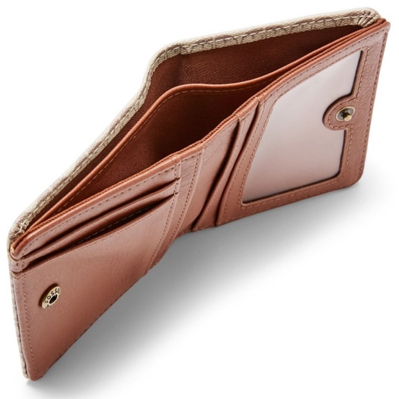 EUC Fossil Women's Bifold Wallet Tan Brown Taupe Snap Closure - Picture 7 of 15